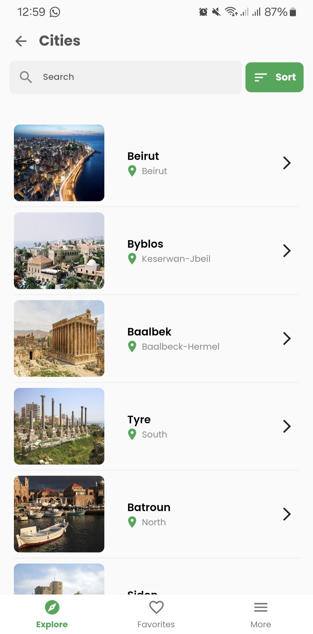 Destinations Screenshot