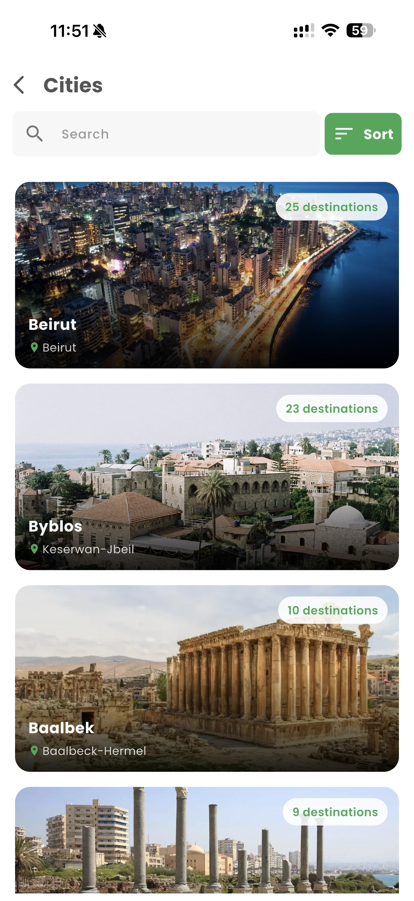 Destinations Screenshot